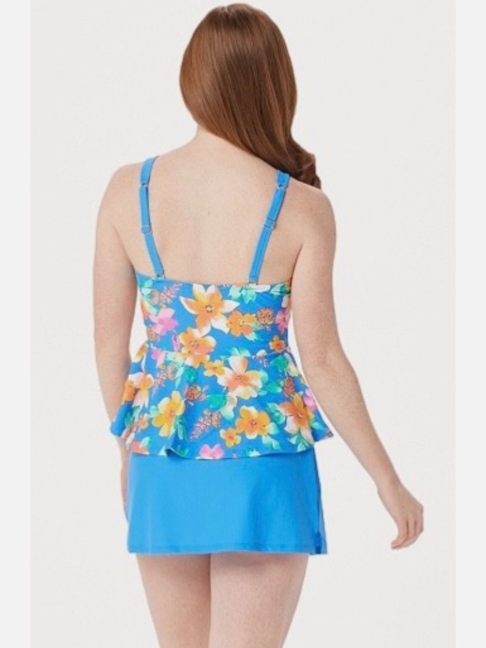 Isaac Mizrahi Cornflower Blue Tropical Floral 2 piece Tankini & Skirt 14 NWOT - Picture 7 of 7